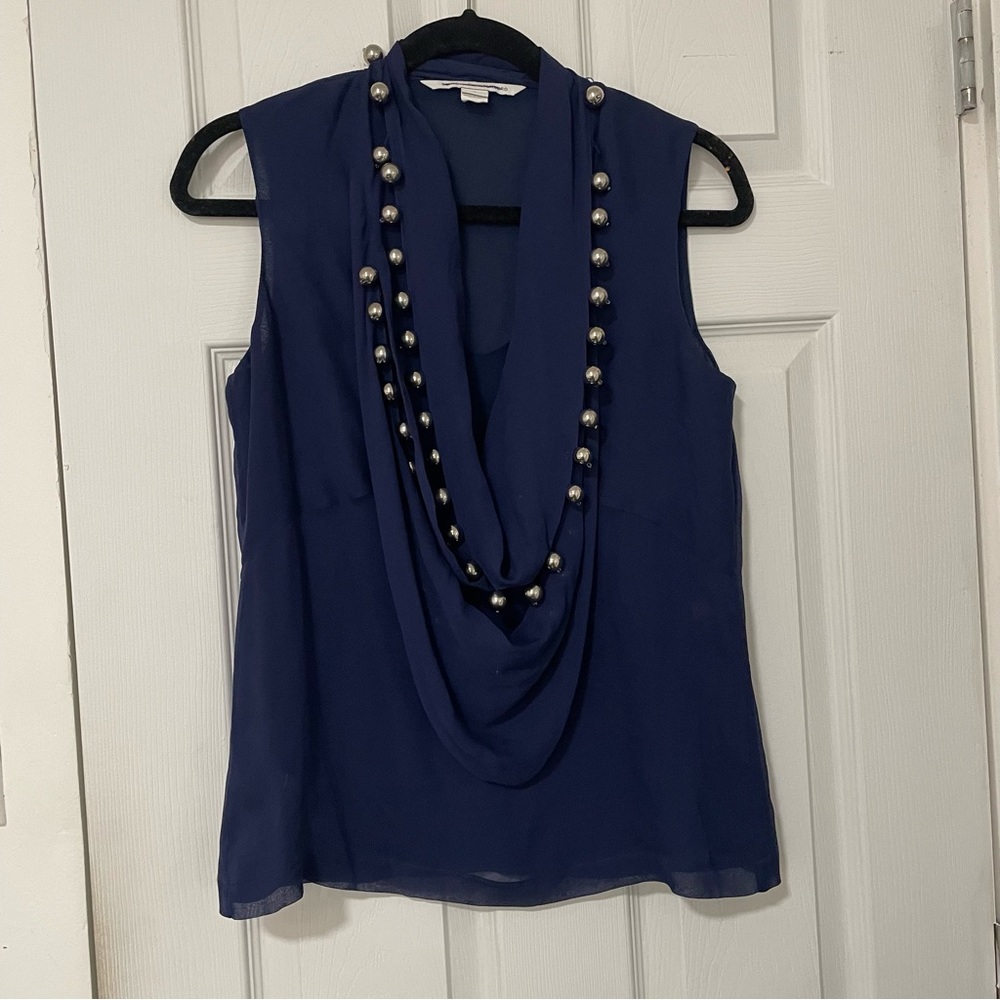 Diane von Furstenburg silk chiffon beaded blouse